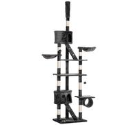 AllMyPets Albero Tiragraffi Gatti a Soffitto Multilivello Cucce e Scale Grigio