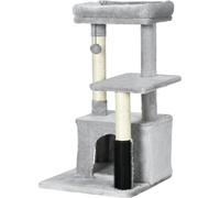 AllMyPets Albero Tiragraffi Gatti Multilivello con Lettino e Casetta Grigio