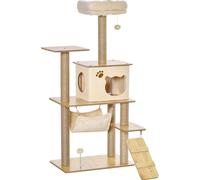 AllMyPets Albero Tiragraffi Multilivello Casetta Amaca 60x40x130cm Giallo