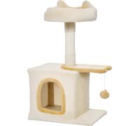 AllMyPets Albero Tiragraffi per Gatti Posatoio e Casetta 40x30x72cm Beige/Giallo