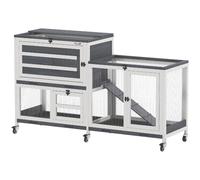 AllMyPets Conigliera a 2 Livelli con Rampa e 3 Vassoi Grigio e Bianco U7210GY