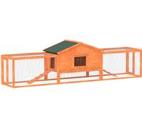 AllMyPets Conigliera da Esterno con Casetta Rampe e 2 Recinti in Legno 309x69.5x87 cm colore Arancione - OGA526F