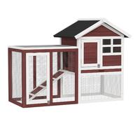 AllMyPets Conigliera da Esterno in Legno 122x62.6x92 cm Marrone/Bianco