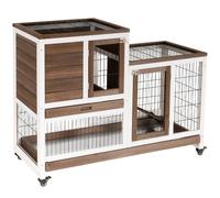 AllMyPets Conigliera in Legno con Ruote 110x50x86 cm Marrone e Bianco BN-D5BN