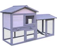 AllMyPets Conigliera in Legno da Esterno Casetta con Tetto Apribile e Recinto