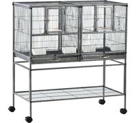 AllMyPets Doppia Gabbia per Uccelli in Metallo e Ripiano 95x45.5x102cm 52ekD10