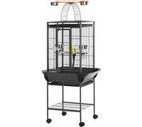 AllMyPets Gabbia per Pappagallini con 2 Posatoi e Scala ad Arco Grigio DHD1054