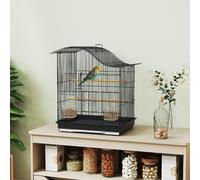 AllMyPets Gabbia per Uccelli 4 Porte in Metallo e Plastica 47.5x36x54.5 cm Nero