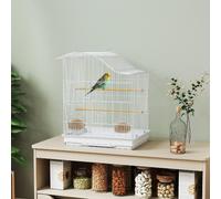 AllMyPets Gabbia per Uccelli 4 Porte in Metallo e Plastica 47.5x36x54.5cm Bianco