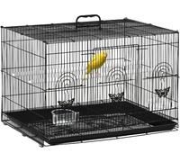 AllMyPets Gabbia per Uccelli con 2 Posatoi e 3 Ingressi 60x41x41 cm Nero R3825BK