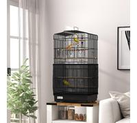 AllMyPets Gabbia per Uccelli con Altalena, Ciotole e Posatoi 46.5x35x92 cm Nero