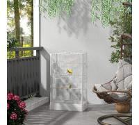AllMyPets Gabbia per Uccelli con Vassoio Estraibile e Posatoi 61x36x98 cm Bianco