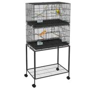 AllMyPets Gabbia per Uccelli in Acciaio e PP 77x46x164 cm Nero AMP-D101086N