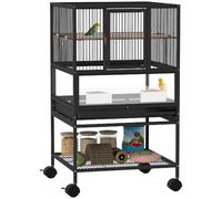 AllMyPets Gabbia per Uccelli Ripiano Inferiore,Vassoio e Griglia 48x46x83cm Nero