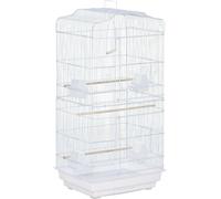 AllMyPets Gabbia per Uccelli Trespoli Altalena e Ciotole Plastica Bianco