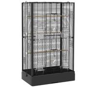 AllMyPets Gabbia per Uccelli Vassoio Estraibile e Posatoi 61x36x98cm Nero R400BK