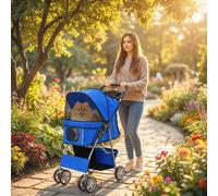 AllMyPets Passeggino per Cani Carrozzina per Cani e Gatti Pieghevole Blu