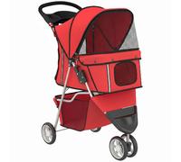 AllMyPets Passeggino per Cani Piccoli Pieghevole con Cestino Portaoggetti Rosso