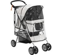 AllMyPets Passeggino per Cani Piccoli Pieghevole con Copertura Antipioggia Ruote Girevoli e con Freni colore Grigio - U5161GY