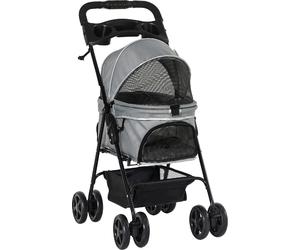 AllMyPets Passeggino per Cani Piccoli Pieghevole con Guinzaglio di Sicurezza e Cestino Portaoggetti colore Grigio - 127GYeD00