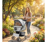 AllMyPets Passeggino per Cani Pieghevole Catarifrangenti e Cuscino Grigio