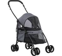 AllMyPets Passeggino per Cani Pieghevole con Borsa e 2 Guinzagli Grigio/Nero