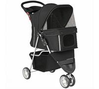 AllMyPets Passeggino per Cani Pieghevole con Cestello 77x44x102 cm Nero