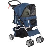 AllMyPets Passeggino per Cani Pieghevole con Cestino e Portabicchiere Peso Max. 10 kg 75x45x97 cm colore Blu Scuro - U5750DB