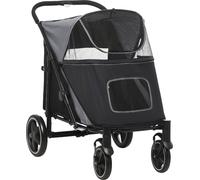 AllMyPets Passeggino per Cani Pieghevole con Ingressi a Cerniera Grigio/Nero