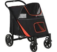 AllMyPets Passeggino per Cani Pieghevole con Ingressi a Cerniera Rosso/Nero