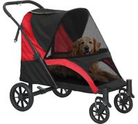 AllMyPets Passeggino per Cani Taglia Grande Pieghevole Cuscino e Guinzagli Nero