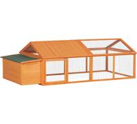 AllMyPets Pollaio da Giardino per 4-8 Galline in Legno con Rete Metallica e Tetto Apribile 240x112.5x76 cm colore Arancione - 0OGJ639