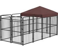 AllMyPets Recinto per Cani da Esterno in Metallo con Tetto Marrone D0DH0BNMAR