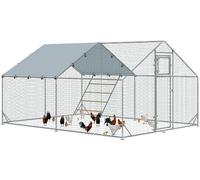 AllMyPets Recinto per Galline da 12m² per 12-18 Animali con Tetto Impermeabile Mangiatoia e Posatoio 3x4x1.9 m colore Argento - U6201SR