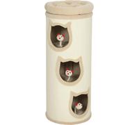 AllMyPets Torre Tiragraffi per Gatti Alta 96 cm con 3 Casette e Lettino Crema