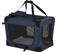 AllMyPets Trasportino per Cani e Gatti con Cuscino e Sacche Portaoggetti in Tessuto Oxford Blu e Metallo 70x51x50 cm