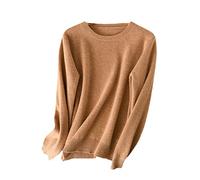 Alloaone - Maglione in cashmere da donna, a maniche lunghe, scollo rotondo, basic, caldo, come da immagine 2., M
