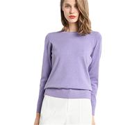 Alloaone - Maglione in cashmere da donna, lavorato a maglia, girocollo basico, Come da immagine1, L