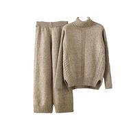 Alloaone Tute da Donna in Cashmere, Maglione Dolcevita Lavorato A Maglia, Set da 2/Due Pezzi, Tailleur Pantalone con Coulisse