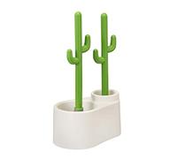 ALLOBUB Cactus - Set di scopino e stantuffo per WC, colore: bianco e