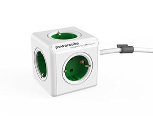 Allocacoc 1300GN/DEEXPC, PowerCube Extended Spina a 5 Prese, Verde/Bianco