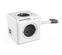 Allocacoc - Adattatore PowerCube Extended DuoUSB con 2 Porte USB/4 Prese per Tablet, 230 V, Colore: Bianco