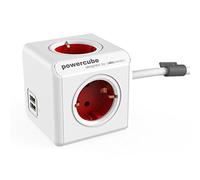 Allocacoc PowerCube Extended Spina a 5 Prese, Rosso/Bianco
