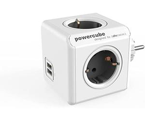 Allocacoc PowerCube Original USB prolunghe e multiple Interno 4 presa(e) AC Grigio, Bianco