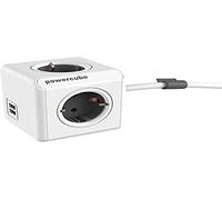 Allocacoc Presa PowerCube Extended USB incl. 1,5 m cavo grigio Type F