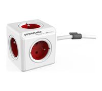 Allocacoc 16898 PowerCube Extended - Cubo 5 uscite con Cavo 1,5 m, Bianco/Rosso