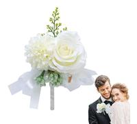 all'occhiello di rose da uomo, bouquet formale da uomo, realistico in seta, per sposo e testimoni dello sposo, accessorio floreale robusto da infilare, ideale per matrimoni e luoghi di lavoro