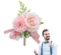 all'occhiello di rose da uomo, bouquet formale da uomo, realistico in seta, per sposo e testimoni dello sposo, accessorio floreale robusto da infilare, ideale per matrimoni e luoghi di lavoro