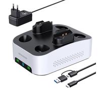 Alloggiamento esterno per disco rigido per PS5, Stazione di ricarica per due controllo PS5, per HDD da 3,5 pollici, Cavo USB-C, con adattatore USB-A