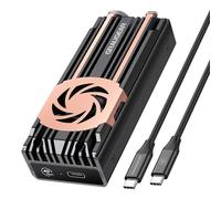 Alloggiamento esterno USB 4.0 in alluminio, 40 Gbps, alloggiamento per SSD M.2 NVMe 2280, M-Key, tubo di calore in rame, ventola silenziosa, cavo USB-C 40 Gbps